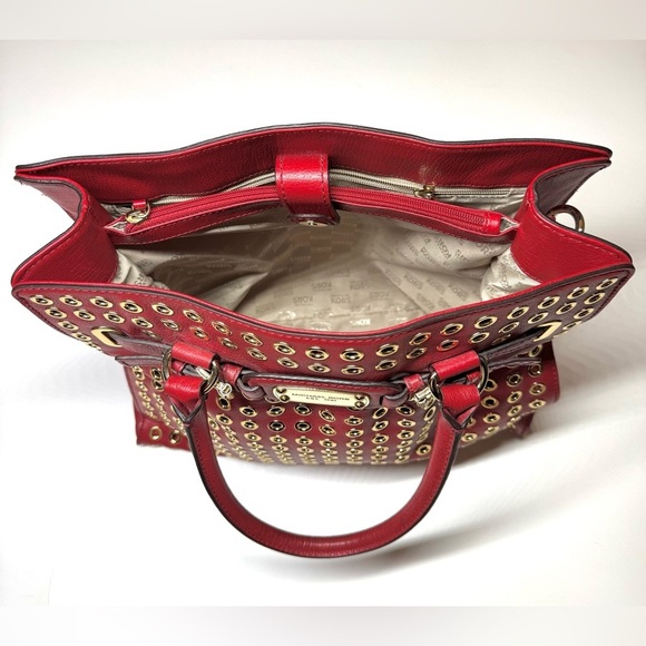 Michael Kors Women’s Leather Large Shoulder Tote Bag with Gold Studs - Picture 11 of 12